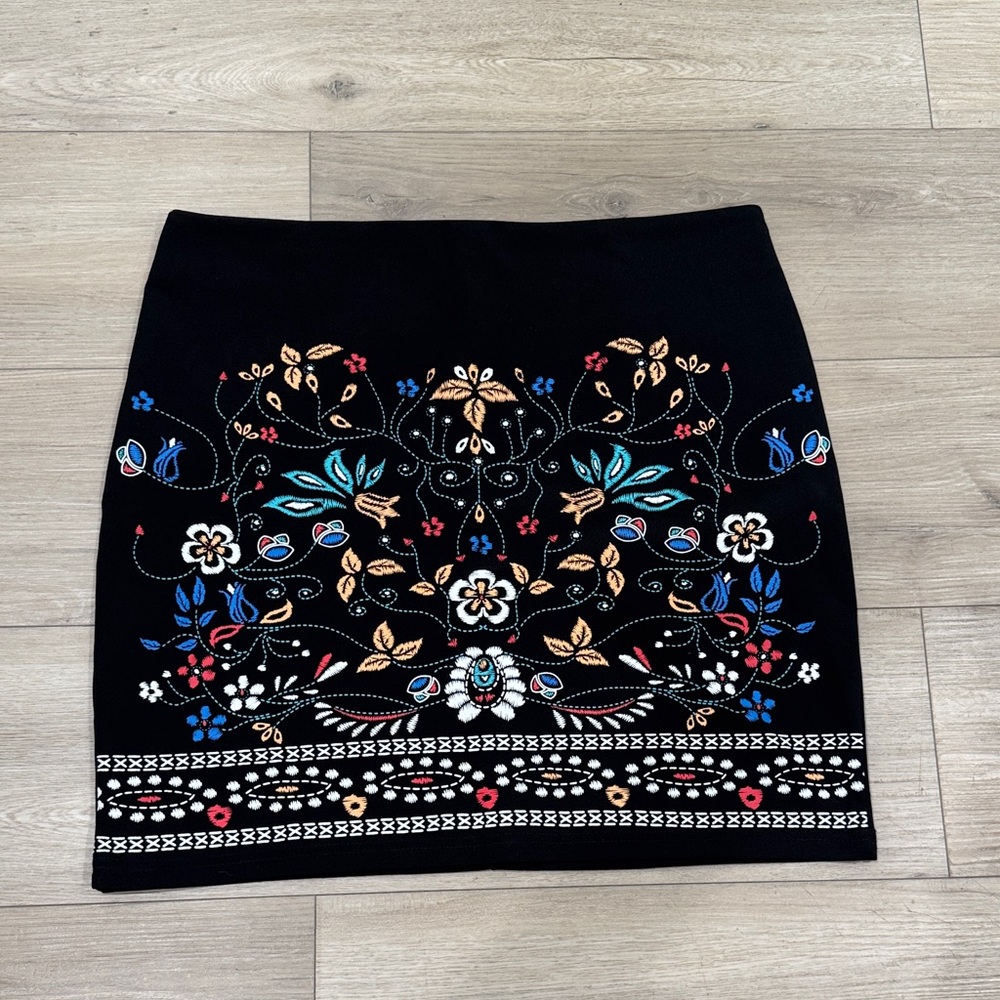 Embroidered Black Skirt
